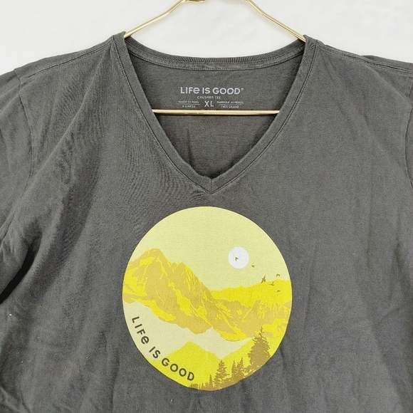 Crusher Tee Life Is Good Black Yellow Print Short Sleeve T-Shirt P7035 - Picture 2 of 9